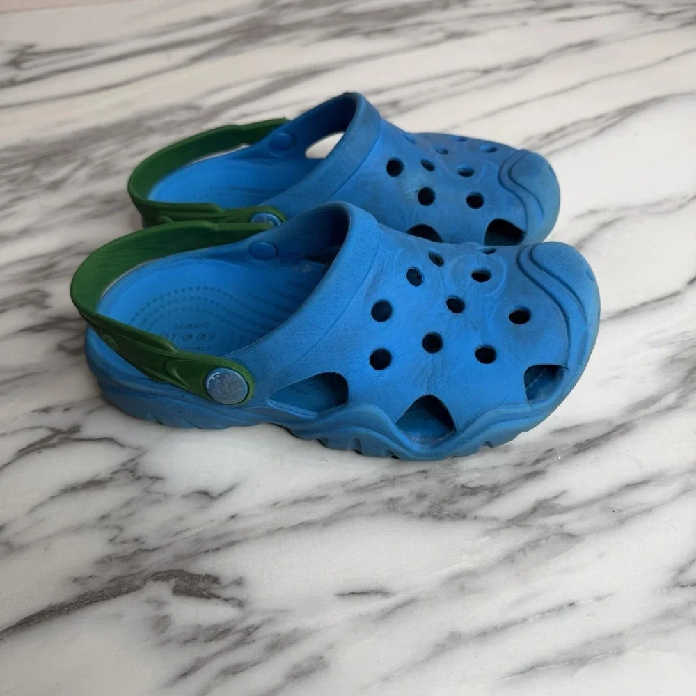 Crocs Swiftwater Splash Clogs Toddler Boy's Size C12 Blue Sandals Shoes Slip On